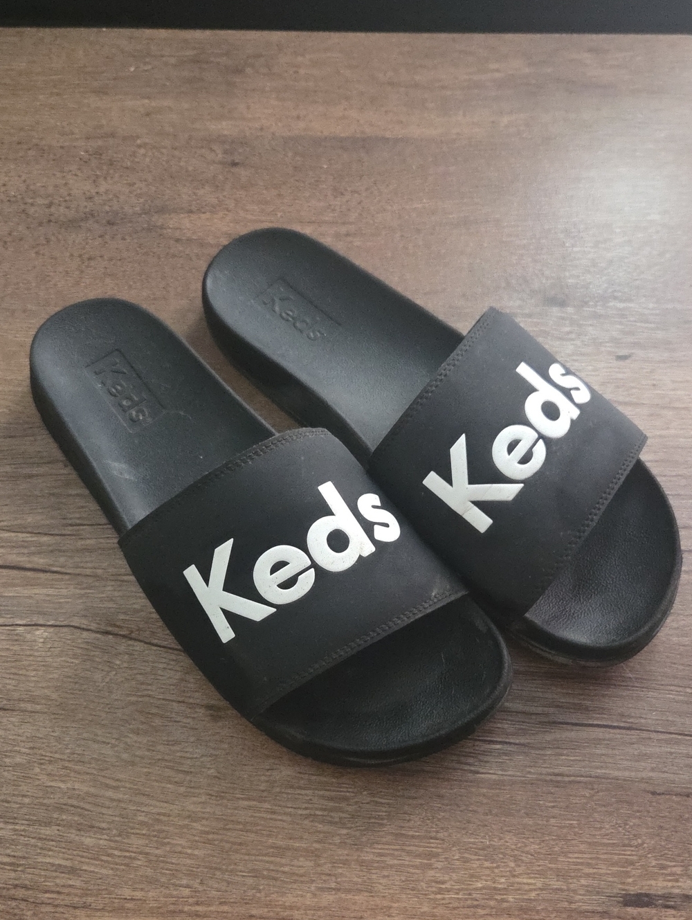 Keds Black and White Kids Slide Sandals